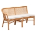 bali & pari Ceona 3-Piece Natural Rattan Dining Nook Set - L-Shaped Banquette Seating with Cushions and Wicker Table with Scallop Edge, Boho Coastal Style Dining - BSOAdede/Palm Short-3PC Dining Set