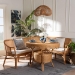 bali & pari Ceona 3-Piece Natural Rattan Dining Nook Set - L-Shaped Banquette Seating with Cushions and Wicker Table with Scallop Edge, Boho Coastal Style Dining - BSOAdede/Palm Short-3PC Dining Set