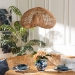 bali & pari Hansa Natural Rattan Pendant Lampshade - Handcrafted Dome-Shape Ceiling Light Cover, Coastal Boho Decor - BSOF247-FT11-Lamp Shade