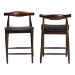 Baxton Studio Eira Counter Stool Set of 2- Walnut Wood Frame Counter-height Chair with Curved Backrest and Black Faux Leather Seat, Mid-Century Modern Kitchen Island Seating - BSOElbow-Wenge-CS