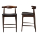 Baxton Studio Eira Counter Stool Set of 2- Walnut Wood Frame Counter-height Chair with Curved Backrest and Black Faux Leather Seat, Mid-Century Modern Kitchen Island Seating - BSOElbow-Wenge-CS