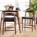 Baxton Studio Eira Counter Stool Set of 2- Walnut Wood Frame Counter-height Chair with Curved Backrest and Black Faux Leather Seat, Mid-Century Modern Kitchen Island Seating - BSOElbow-Wenge-CS
