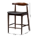 Baxton Studio Eira Counter Stool Set of 2- Walnut Wood Frame Counter-height Chair with Curved Backrest and Black Faux Leather Seat, Mid-Century Modern Kitchen Island Seating - BSOElbow-Wenge-CS