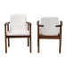 Baxton Studio Miyagi Boucle Upholstered Dining Chair Set of 2- Mid-Century Modern Armchair with Solid Wood Frame and Rounded Backrest, Walnut Brown and White - BSOMiyagi-White Boucle/Walnut-DC