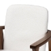 Baxton Studio Miyagi Boucle Upholstered Dining Chair Set of 2- Mid-Century Modern Armchair with Solid Wood Frame and Rounded Backrest, Walnut Brown and White - BSOMiyagi-White Boucle/Walnut-DC