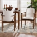 Baxton Studio Miyagi Boucle Upholstered Dining Chair Set of 2- Mid-Century Modern Armchair with Solid Wood Frame and Rounded Backrest, Walnut Brown and White - BSOMiyagi-White Boucle/Walnut-DC