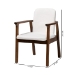 Baxton Studio Miyagi Boucle Upholstered Dining Chair Set of 2- Mid-Century Modern Armchair with Solid Wood Frame and Rounded Backrest, Walnut Brown and White - BSOMiyagi-White Boucle/Walnut-DC