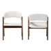 Baxton Studio Virden Boucle Upholstered Dining Chair Set of 2- Mid-Century Modern Armchair with Solid Wood Frame and Curved Open-Back Design, Walnut Brown and White - BSOVirden-White Boucle/Walnut-DC