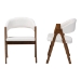 Baxton Studio Virden Boucle Upholstered Dining Chair Set of 2- Mid-Century Modern Armchair with Solid Wood Frame and Curved Open-Back Design, Walnut Brown and White - BSOVirden-White Boucle/Walnut-DC