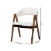 Baxton Studio Virden Boucle Upholstered Dining Chair Set of 2- Mid-Century Modern Armchair with Solid Wood Frame and Curved Open-Back Design, Walnut Brown and White - BSOVirden-White Boucle/Walnut-DC