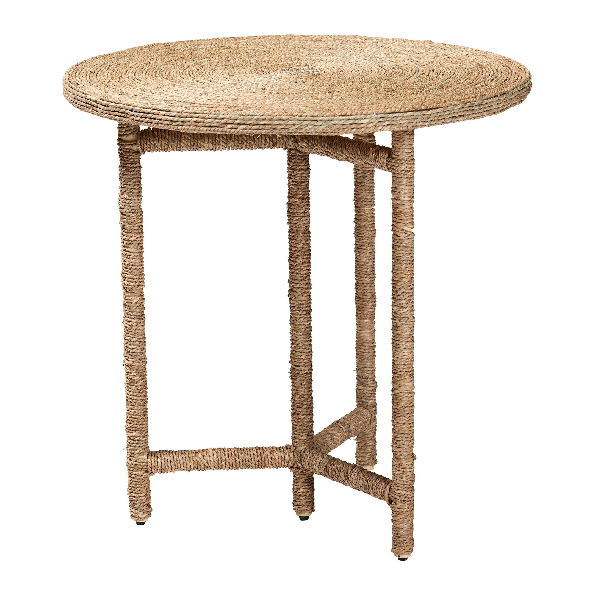 bali & pari Fumito Handwoven Seagrass End Table - Round Boho Side Table with Wrapped Frame, Handmade Coastal D?cor for Living Room or Sun Room