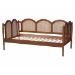 Baxton Studio Carmiya Scalloped Daybed - Twin Size Wooden Frame with Rattan Panels, Arched Boho Coastal Style Bed for Living Room or Guest Bedroom - BSOMG0211-Walnut Rattan-Daybed-Twin