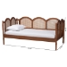 Baxton Studio Carmiya Scalloped Daybed - Twin Size Wooden Frame with Rattan Panels, Arched Boho Coastal Style Bed for Living Room or Guest Bedroom - BSOMG0211-Walnut Rattan-Daybed-Twin