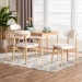 Baxton Studio Wattsu 5-Piece Dining Set - Solid Wood Rectangular Table with Boucle Upholstered Chairs, Mid-Century Modern Dining Furniture for Kitchen or Dining Room, Natural and White - BSOWattsu-White Boucle/Natural-5PC Dining Set