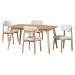 Baxton Studio Emily 5-Piece Dining Set - Solid Wood Rectangular Table with Boucle Upholstered Chairs, Mid-Century Modern Dining Furniture for Kitchen or Dining Room, Natural and White