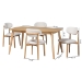 Baxton Studio Emily 5-Piece Dining Set - Solid Wood Rectangular Table with Boucle Upholstered Chairs, Mid-Century Modern Dining Furniture for Kitchen or Dining Room, Natural and White - BSOEmily-White Boucle/Natural-5PC Dining Set