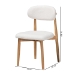 Baxton Studio Wattsu Boucle Upholstered Dining Chair Set of 2- Mid-Century Modern Side Chair with Solid Wood Frame and Rounded Backrest, Natural and White - BSOWattsu-White Boucle/Natural-DC