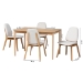 Baxton Studio Hudson 5-Piece Dining Set - Solid Wood Rectangular Table with Boucle Upholstered Chairs, Mid-Century Modern Dining Furniture for Kitchen or Dining Room, Natural and White - BSOHudson-White Boucle/Natural-5PC Dining Set
