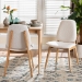 Baxton Studio Hudson Boucle Upholstered Dining Chair Set of 2- Mid-Century Modern Side Chair with Solid Wood Frame and Rounded Backrest, Natural and White - BSOHudson-White Boucle/Natural-DC