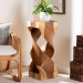 bali & pari Rapha Suar Wood Accent Table - Hand-Carved Sculptural Pedestal Stand with Twist Design, Modern Boho Side Table for Living Room or Entryway, 29.5" Tall - BSOSuar S/T 012-Natural-Side Table