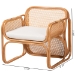 bali & pari Cambridge Natural Rattan Armchair - Handcrafted Lounge Chair with Cushion, Rounded Frame with Cane Woven Panels, Accent Seating for Living Room or Sunroom - BSOCambridge-Light Honey Rattan-CC