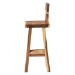 bali & pari Luli Suar Wood Bar Stool - Handcrafted Solid Wood Stool with Backrest, Rustic Modern Seating for Kitchen or Bar Area - BSOLuli-Natural/Wooden-BS