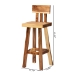 bali & pari Luli Suar Wood Bar Stool - Handcrafted Solid Wood Stool with Backrest, Rustic Modern Seating for Kitchen or Bar Area - BSOLuli-Natural/Wooden-BS