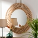 bali & pari Burris Natural Rattan Wall Mirror - Handwoven Wicker Round Frame, Boho Coastal Accent Wall Decor for Entryway, Bedroom, or Living Room - BSOWS122-Natural Rattan-Mirror