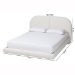 Baxton Studio Cachet Floating Platform Bed with Rounded Headboard - Low Profile Minimalist Boucle Upholstered Bed Frame, Cream, Queen - BSOBBT61330-Floating Bed-Cream-Queen