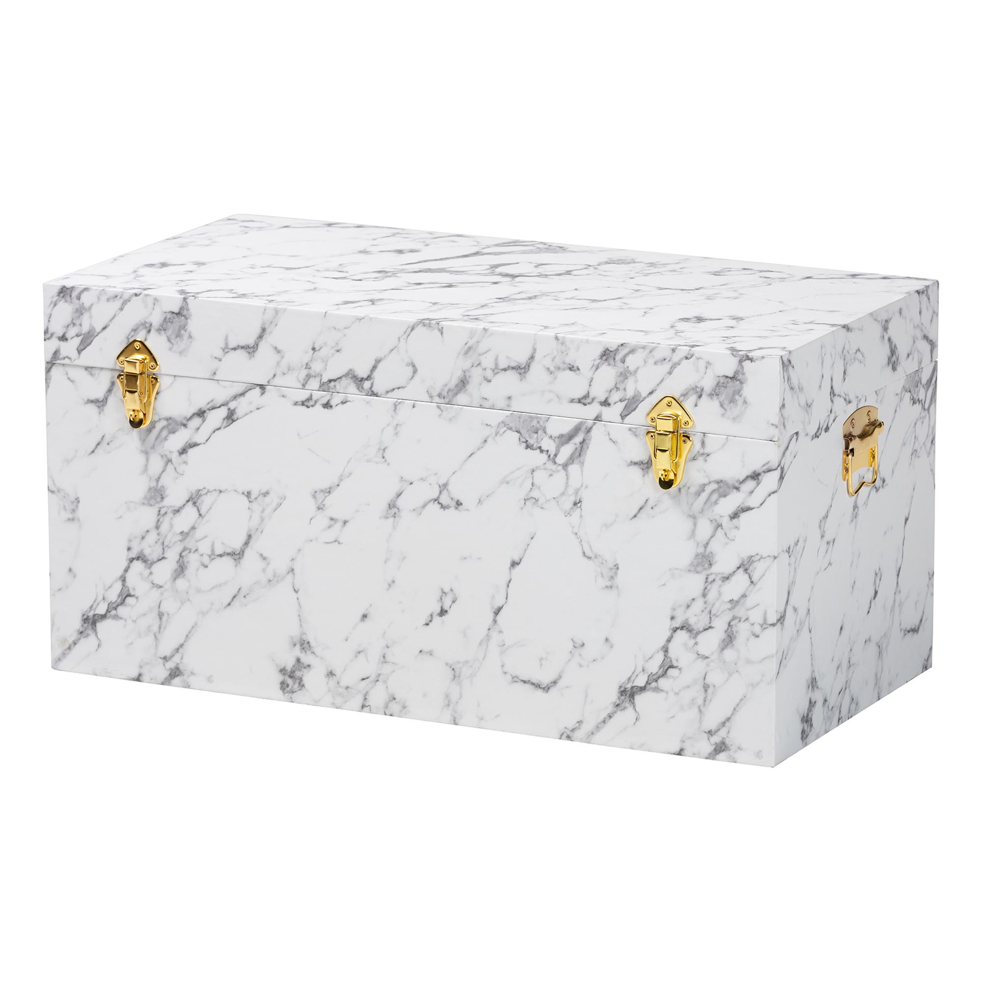 Baxton Studio Brenta Storage Trunk with Lift-Top Lid - Decorative Organizer Chest with Faux Marble Effect, Contemporary Storage Solution
