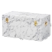 Baxton Studio Brenta Storage Trunk with Lift-Top Lid - Decorative Organizer Chest with Faux Marble Effect, Contemporary Storage Solution - BSOJY24A208-White/Grey-Wooden-Ottoman