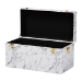Baxton Studio Brenta Storage Trunk with Lift-Top Lid - Decorative Organizer Chest with Faux Marble Effect, Contemporary Storage Solution - BSOJY24A208-White/Grey-Wooden-Ottoman