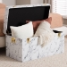 Baxton Studio Brenta Storage Trunk with Lift-Top Lid - Decorative Organizer Chest with Faux Marble Effect, Contemporary Storage Solution - BSOJY24A208-White/Grey-Wooden-Ottoman