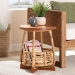 bali & pari Derenik Natural Rattan and Mahogany Wood End Table - Boho Accent Side Table with Woven Basket Base, Coastal Style Nightstand or Living Room Table - BSOSVN312-S-Light Brown Rattan-ET
