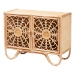 bali & pari Acelin Natural Rattan Storage Cabinet - Handcrafted Boho Accent Console with Floral Woven Doors, Natural Wicker Sideboard for Living Room or Entryway