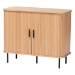 Baxton Studio Lucia Fluted Wood Storage Cabinet - Mid-Century Modern Sideboard with Sliding Tambour Doors, 35" Wide
