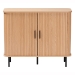 Baxton Studio Lucia Fluted Wood Storage Cabinet - Mid-Century Modern Sideboard with Sliding Tambour Doors, 35" Wide - BSOLC23011A-Tan-Sideboad