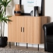 Baxton Studio Lucia Fluted Wood Storage Cabinet - Mid-Century Modern Sideboard with Sliding Tambour Doors, 35" Wide - BSOLC23011A-Tan-Sideboad