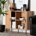 Baxton Studio Lucia Fluted Wood Storage Cabinet - Mid-Century Modern Sideboard with Sliding Tambour Doors, 35" Wide - BSOLC23011A-Tan-Sideboad