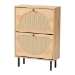 Baxton Studio Remus Wood Shoe Cabinet - 12-Pair Shoe Storage Organizer with 2 Flip Doors, Boho-Chic Compact Hallway or Entryway Furniture