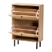 Baxton Studio Remus Wood Shoe Cabinet - 12-Pair Shoe Storage Organizer with 2 Flip Doors, Boho-Chic Compact Hallway or Entryway Furniture - BSOLC231201-Tan-Shoe Cabinet