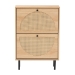 Baxton Studio Remus Wood Shoe Cabinet - 12-Pair Shoe Storage Organizer with 2 Flip Doors, Boho-Chic Compact Hallway or Entryway Furniture - BSOLC231201-Tan-Shoe Cabinet
