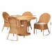 bali & pari Willy 5-Piece Rattan Dining Set - Round Wicker Table with Pedestal Base and 4 Side Chairs, Handwoven Boho Coastal Style for Dining, Kitchen or Sun Room, Light Honey - BSOWilly-Light Honey Rattan-5PC Dining Set
