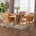 bali & pari Wymond 5-Piece Rattan Dining Set - Round Wicker Table with Pedestal Base and 4 Armchairs, Handwoven Boho Coastal Style for Dining, Kitchen or Sun Room, Light Honey - BSOWymond-Light Honey Rattan-5PC Dining Set