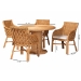 bali & pari Wymond 5-Piece Rattan Dining Set - Round Wicker Table with Pedestal Base and 4 Armchairs, Handwoven Boho Coastal Style for Dining, Kitchen or Sun Room, Light Honey - BSOWymond-Light Honey Rattan-5PC Dining Set