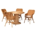 bali & pari Wistan 5-Piece Rattan Dining Set - Round Wicker Table with Pedestal Base and 4 Armchairs, Handwoven Boho Coastal Style for Dining, Kitchen or Sun Room, Light Honey