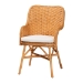 bali & pari Wistan 5-Piece Rattan Dining Set - Round Wicker Table with Pedestal Base and 4 Armchairs, Handwoven Boho Coastal Style for Dining, Kitchen or Sun Room, Light Honey - BSOWistan-Light Honey Rattan-5PC Dining Set