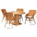 bali & pari Wistan 5-Piece Rattan Dining Set - Round Wicker Table with Pedestal Base and 4 Armchairs, Handwoven Boho Coastal Style for Dining, Kitchen or Sun Room, Light Honey - BSOWistan-Light Honey Rattan-5PC Dining Set