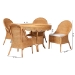 bali & pari Tyrone 5-Piece Rattan Dining Set - Round Wicker Table with Scallop Edge and 4 Side Chairs, Handwoven Boho Coastal Style for Dining, Kitchen or Sun Room, Light Honey - BSOTyrone-Light Honey Rattan-5PC Dining Set