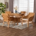 bali & pari Tudor 5-Piece Rattan Dining Set - Round Wicker Table with Scallop Edge and 4 Armchairs, Handwoven Boho Coastal Style for Dining, Kitchen or Sun Room, Light Honey - BSOTudor-Light Honey Rattan-5PC Dining Set